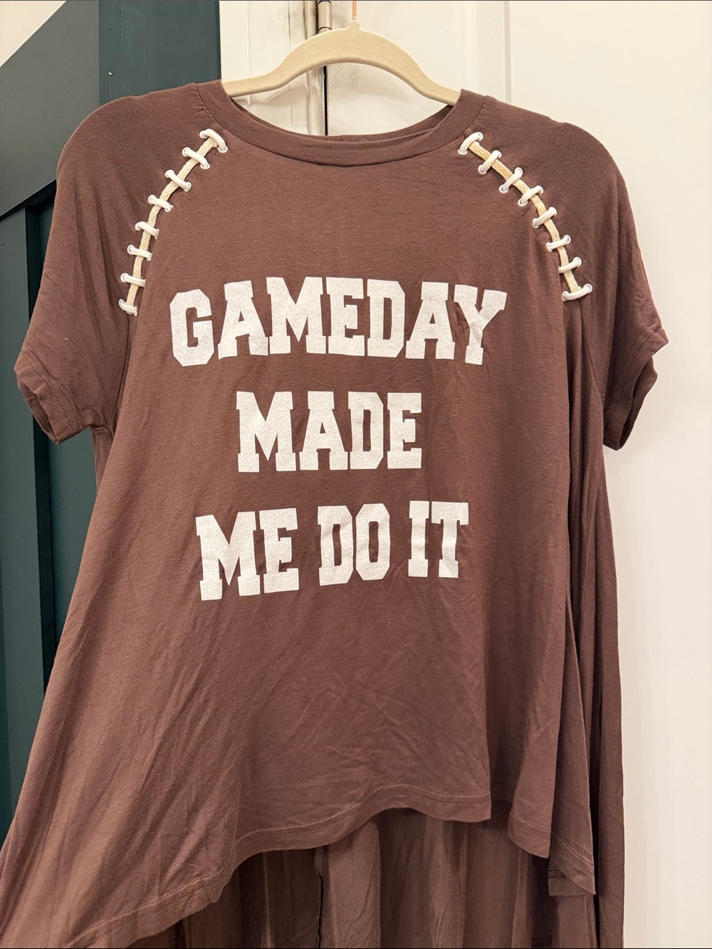 Judith March Brown Graphic 'GAMEDAY MADE ME DO IT' Tee with White Lacing